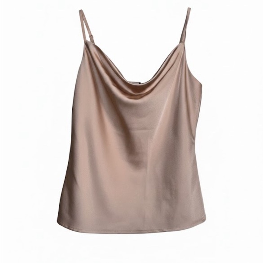 Champagne Satin Cowl Neck Cami
